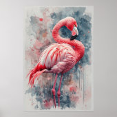Wasserfarbe Rosa Flamingo Poster (Vorne)