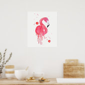 Wasserfarbe Rosa Flamingo Poster (Küche)
