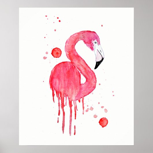 Wasserfarbe Rosa Flamingo Poster (Vorne)