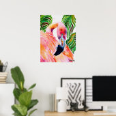Wasserfarbe Rosa Flamingo Poster (Heimbüro)