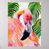 Wasserfarbe Rosa Flamingo Poster (Vorne)