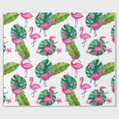 Wasserfarbe Rosa Flamingo tropische Blätter Muster Geschenkpapier (Flach)
