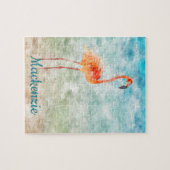 Wasserfarbe Rosa Flamingo| Tropische Insel Puzzle (Horizontal)