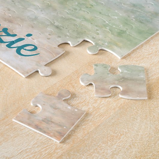 Wasserfarbe Rosa Flamingo| Tropische Insel Puzzle (Seite)