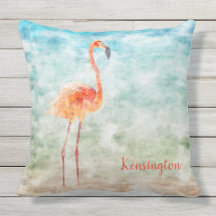 Wasserfarbe Rosa Flamingo | Tropischer Strand