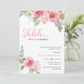 Wasserfarbe Rosa Flora 18. Boho Chic Geburtstag Einladung (Stehend Vorderseite)