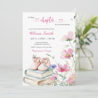 Wasserfarbe Rosa Floral Storybook Kinderdusche Einladung