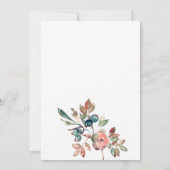 Wasserfarbe Rosa Florals Aquamarin Botanische Hoch Einladung (Rückseite)