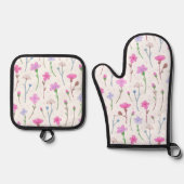 Wasserfarbe Rosa Florals Ofenhandschuh & Topflappen-Set (Vorderseite)