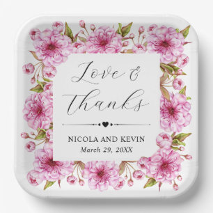 Wasserfarbe Rosa Frühlingsbrasse Hochzeit Pappteller