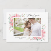 Wasserfarbe Rosa Frühlingsbuquet Hochzeitsstift Fo Dankeskarte (Vorderseite)