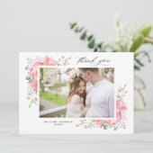 Wasserfarbe Rosa Frühlingsbuquet Hochzeitsstift Fo Dankeskarte (Stehend Vorderseite)