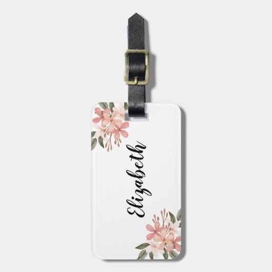 Wasserfarbe Rosa Gewürz Botanisch Personalisiert Gepäckanhänger (Vorderseite vertikal)