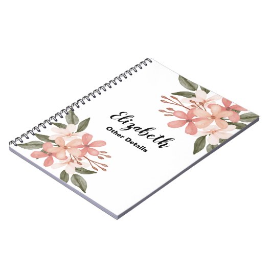 Wasserfarbe Rosa Gewürz Botanisch Personalisiert Notizblock (Linke Seite)
