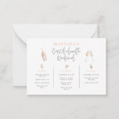 Wasserfarbe Rosa Girl Bacheloretary Mitteilungskarte (Rückseite)