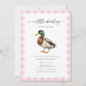 Wasserfarbe Rosa Girl Mallard Duck Baby Duck Einladung (Vorderseite)