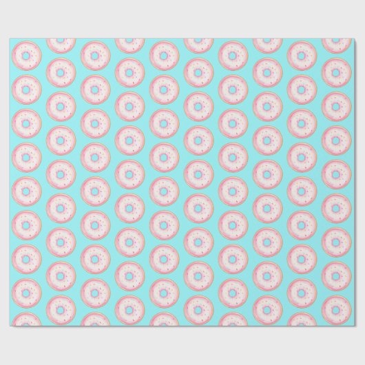 Wasserfarbe Rosa glänzende Sprinkle Donuts Geschenkpapier (Flach)