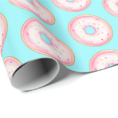 Wasserfarbe Rosa glänzende Sprinkle Donuts Geschenkpapier (Rolleneckpunkt)
