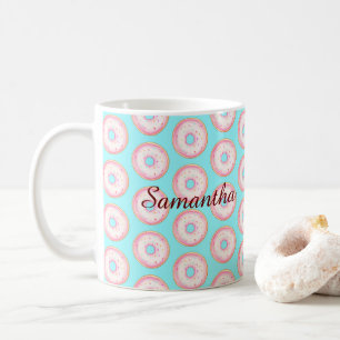 Wasserfarbe Rosa glänzende Sprinkle Donuts Kaffeetasse