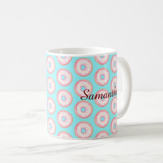 Wasserfarbe Rosa glänzende Sprinkle Donuts Kaffeetasse (VorderseiteRechts)