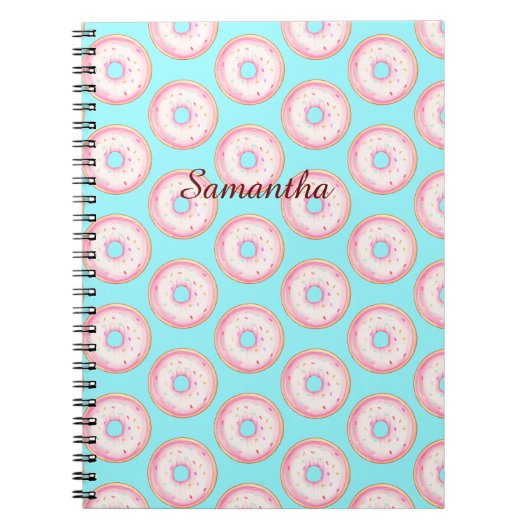 Wasserfarbe Rosa glänzende Sprinkle Donuts Notizblock (Vorderseite)