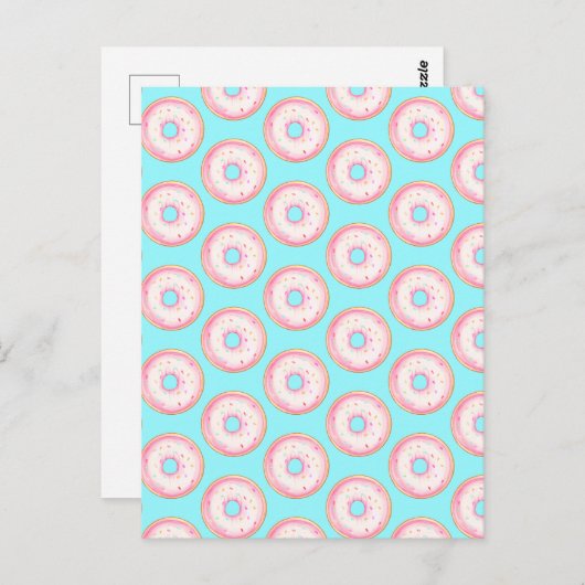 Wasserfarbe Rosa glänzende Sprinkle Donuts Postkarte (Vorne/Hinten)