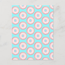 Wasserfarbe Rosa glänzende Sprinkle Donuts Postkarte