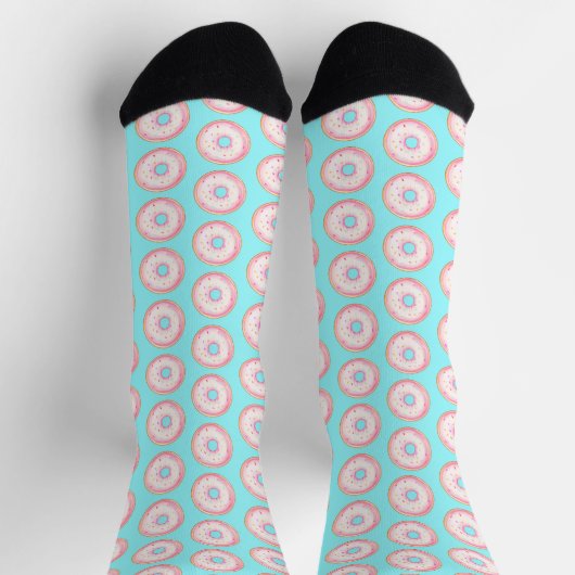 Wasserfarbe Rosa glänzende Sprinkle Donuts Socken (Oben)