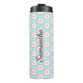 Wasserfarbe Rosa glänzende Sprinkle Donuts Thermosbecher (Vorderseite)