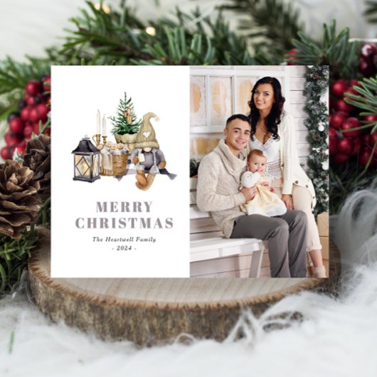 Wasserfarbe Rosa Gnome Foto Postkarte