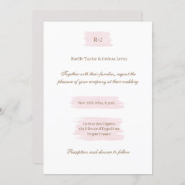 Wasserfarbe Rosa Gold Weiß Grau Elegante Hochzeit Einladung