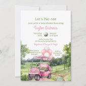 Wasserfarbe Rosa Golf Baby Dusche Einladung (Vorderseite)