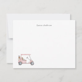 Wasserfarbe Rosa Golfwagen, Golfer Personalisiert Dankeskarte