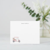 Wasserfarbe Rosa Golfwagen, Golfer Personalisiert Dankeskarte (Stehend Vorderseite)