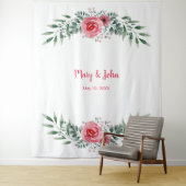 Wasserfarbe Rosa Grüne Foliage Hochzeit Wandteppich (Beispiel)