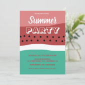 Wasserfarbe Rosa Grüne Wassermelone Sommerliches P Einladung (Stehend Vorderseite)