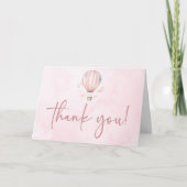 Wasserfarbe Rosa Heißluftballon Babydusche Dankeskarte (Vorderseite)
