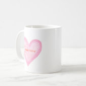 Wasserfarbe Rosa Herz mit personalisiertem Namen n Kaffeetasse (Vorderseite Links)