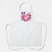 Wasserfarbe Rosa Herz mit Wildblumen Valentine Schürze (Vorderseite)