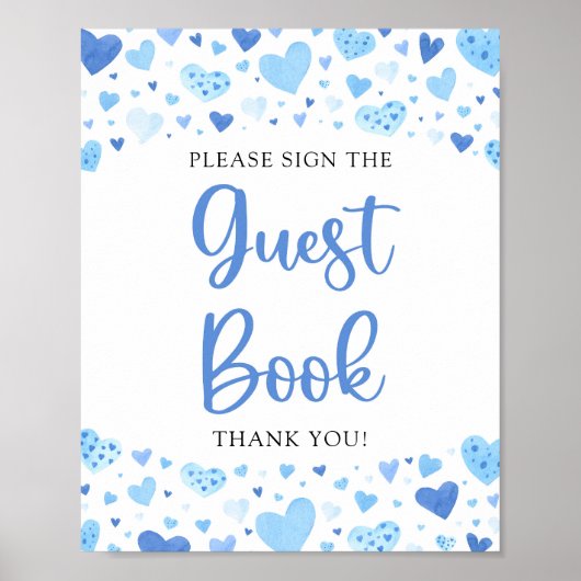 Wasserfarbe Rosa Herz Valentine Gästebuchsignatur Poster (Vorne)