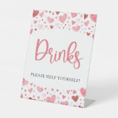 Wasserfarbe Rosa Herz - Valentingetränke signieren Sockelschild (Vorderseite)