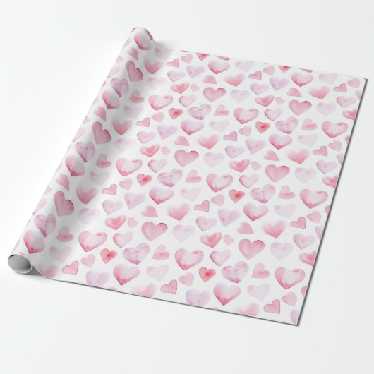 Wasserfarbe Rosa Herz Valentinstag Geschenkpapier (Ungerollt)
