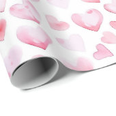 Wasserfarbe Rosa Herz Valentinstag Geschenkpapier (Rolleneckpunkt)