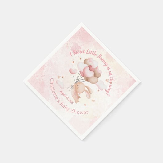 Wasserfarbe Rosa Herzballons Bunny Baby Dusche Serviette (Ecke)