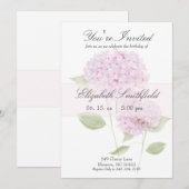 Wasserfarbe Rosa Hortensien-Einladung Einladung (Vorne/Hinten)