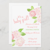 Wasserfarbe Rosa Hydrangea Einladung (Vorne/Hinten)