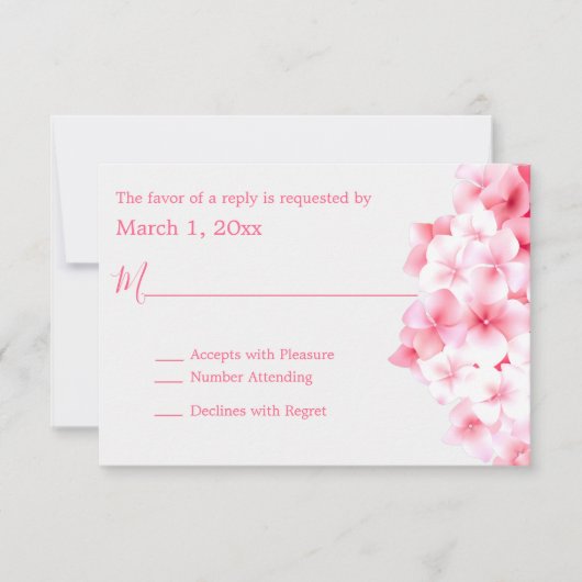 Wasserfarbe Rosa Hydrangea UAWG RSVP Karte (Vorderseite)