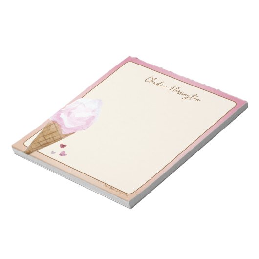 Wasserfarbe Rosa Ice Personalisiertes Geschirr Notizblock (Rotiert)