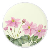 Wasserfarbe Rosa Japanischer Anemone Blumengemälde Keramikknauf (Vorderseite)