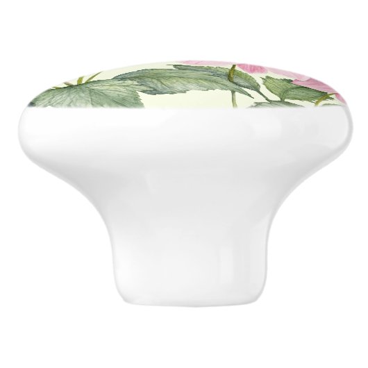 Wasserfarbe Rosa Japanischer Anemone Blumengemälde Keramikknauf (Seitenansicht)